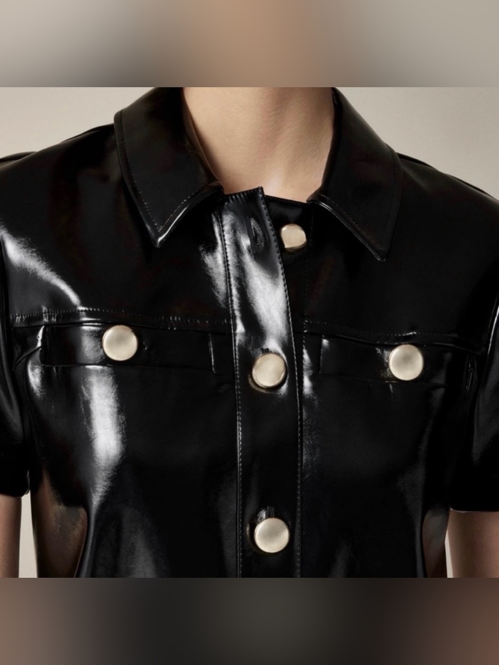 J.Crew Collection Collection gamine shirtdress in faux patent leather - Picture 6 of 14